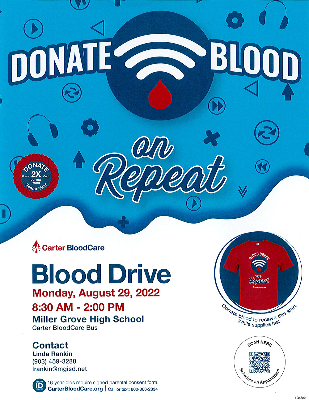 DONATE BLOOD: Carter Blood Drive Mon., Aug. 29 at MGISD – Miller Grove ISD